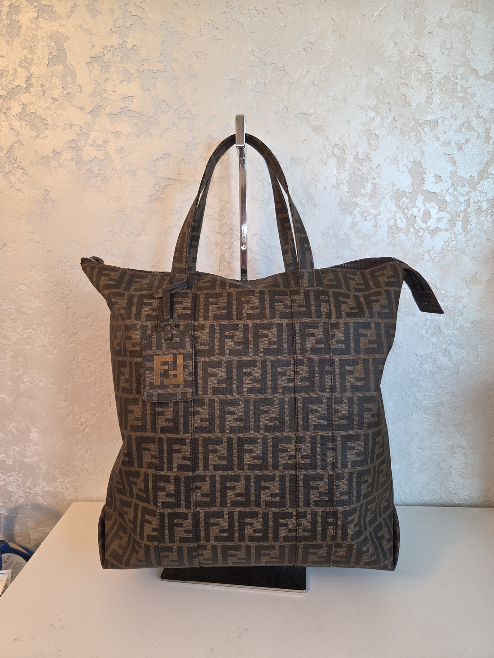 Fendi Zucca Logo Canvas Tote Bag in Brown, Beautiful Condition. No Callouts